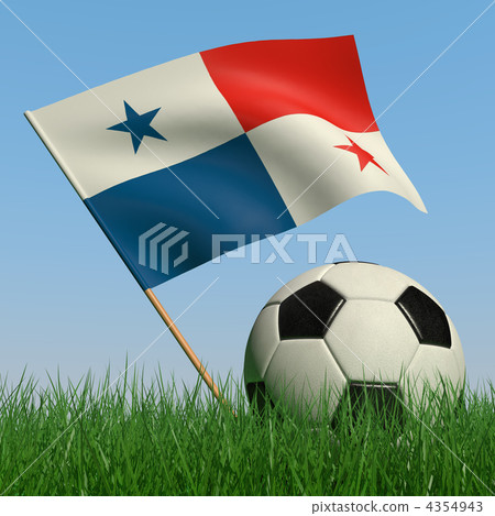 Soccer ball in the grass and the flag of Panama Soccer ball in the grass and the flag of Panama 4354943