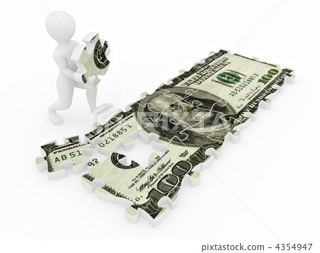 Men with dollar from parts of puzzle 4354947