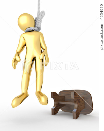 Man on the gallows on white isolated background. Suicide 4354950