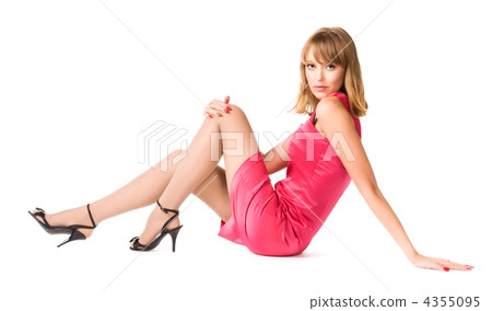 Young woman in pink dress resting 4355095