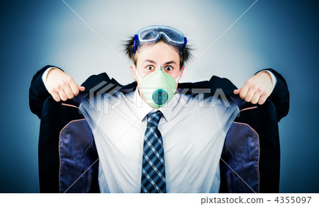 Crazy businessman in protective mask 4355097