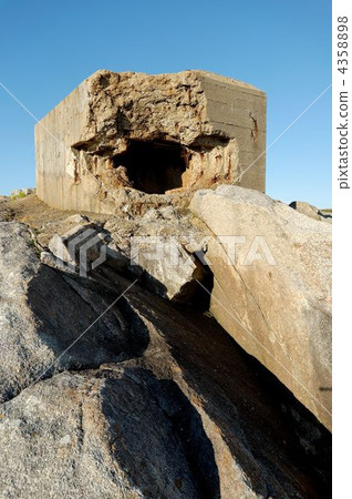 Second World War Bunker with explosion hole 4358898