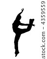 black silhouette of a dancer on a white background 4359559