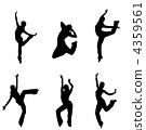 silhouettes of street dancers on a white background 4359561