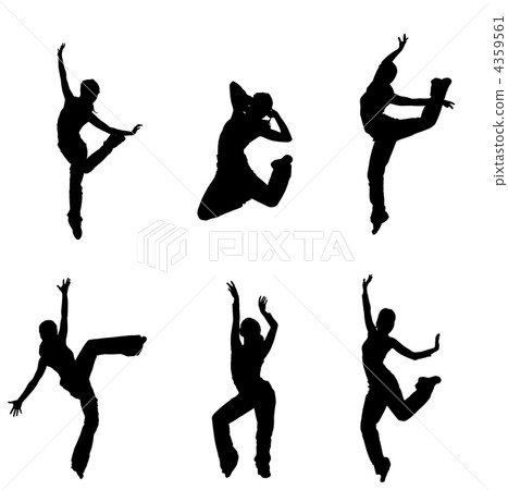 silhouettes of street dancers on a white background silhouettes of street dancers on a white background 4359561