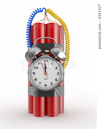 Time bomb with alarm clock detonator. Dynamit. 3d 4361427
