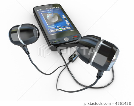 Mobile phone with headphones. 3d Mobile phone with headphones. 3d 4361428