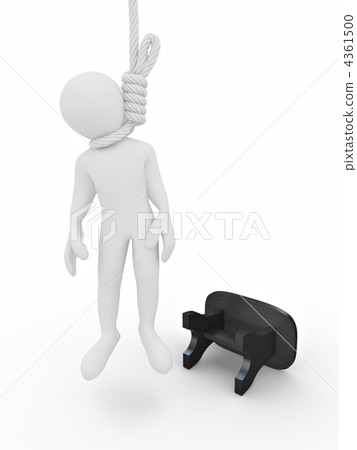 Man on the gallows on white isolated background. Suicide 4361500