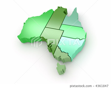 Three-dimensional map of Australia on white isolated background. Three-dimensional map of Australia on white isolated background. 4361847