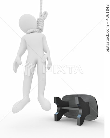 Man on the gallows on white isolated background. Suicide 4361848