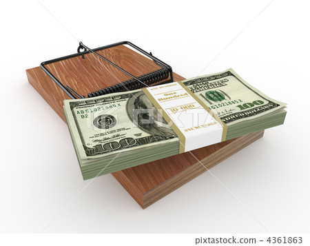 Mousetrap with dollar on white isolated background - Stock Illustration ...
