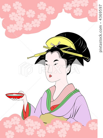 Hanami liquor Ukiyoe style 4369597