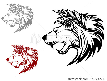Angry heraldic lion with laurel wreath 4373221