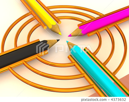 Target from pencils. CMYK. 3d 4373632