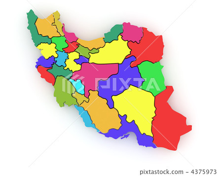 Three-dimensional map of Iran 4375973