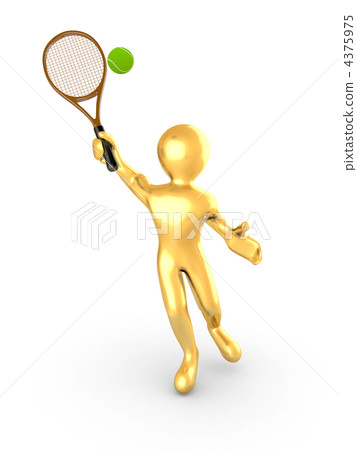 Man playing tennis on white isolated background 4375975
