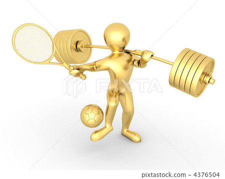Men with barbell, racket and ball - Stock Illustration [4376504] - PIXTA