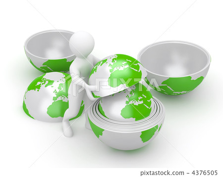 Men with earth on white isolated background 4376505