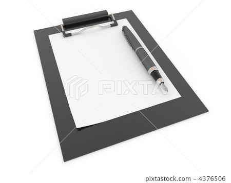 Pen on clipboard. Empty sheet of paper 4376506