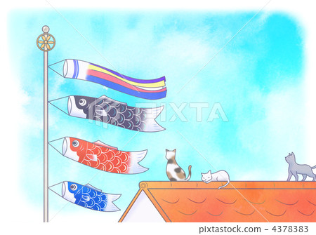 Koinobori and cat 4378383