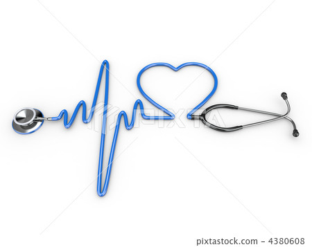 Stethoscope and a silhouette of the heart and ECG 4380608
