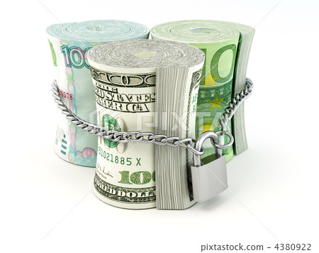 Dollar, euro, ruble on lock 4380922