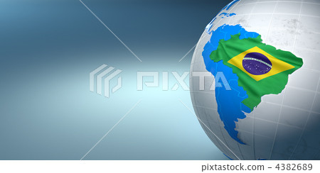 Map of the Brazil on Earth in the national colors Map of the Brazil on Earth in the national colors 4382689