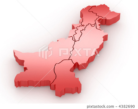 Three-dimensional map of Pakistan Three-dimensional map of Pakistan 4382690