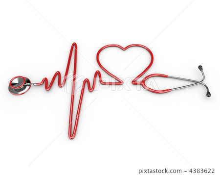 Stethoscope and a silhouette of the heart and ECG 4383622