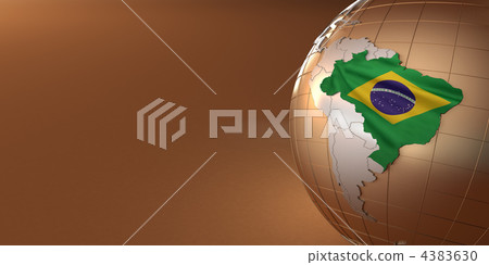Map of the Brazil on Earth in the national colors Map of the Brazil on Earth in the national colors 4383630