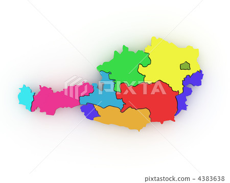 Three-dimensional map of Austria. 3d Three-dimensional map of Austria. 3d 4383638