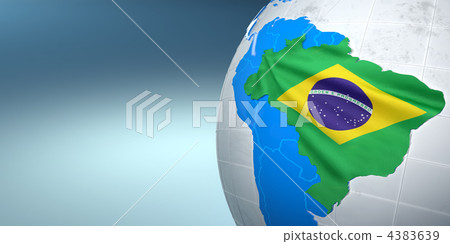 Map of the Brazil on Earth in the national colors Map of the Brazil on Earth in the national colors 4383639