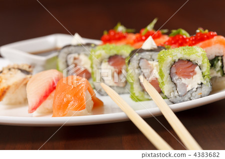 sushi on the plate sushi on the plate 4383682