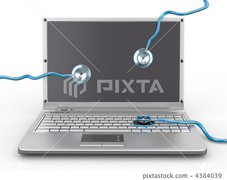 Service for laptop repair. Laptop and stethoscope 4384039