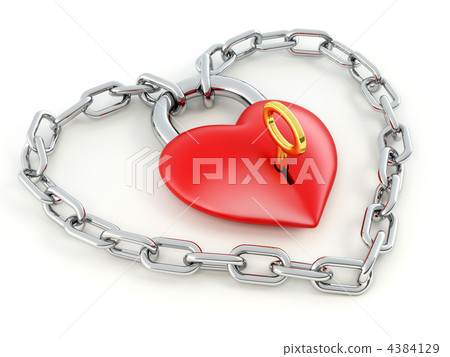 Chain with lock as heart Chain with lock as heart 4384129