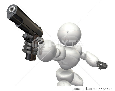 3DCG illustration showing a shooting robot 4384678