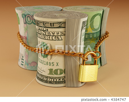 Dollar, euro, ruble on lock Dollar, euro, ruble on lock 4384747