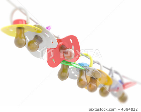 Row of babies dummies on rope. Row of babies dummies on rope. 4384822