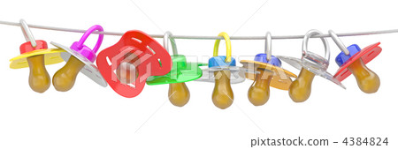 Row of babies dummies on rope. Row of babies dummies on rope. 4384824