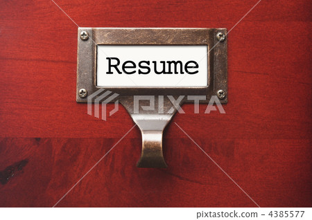 Lustrous Wooden Cabinet with Resume File Label 4385577