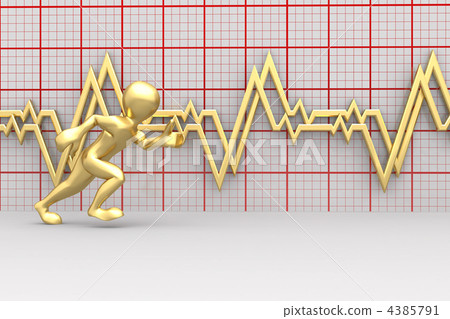 Running men and chart heartbeat. 3d 4385791