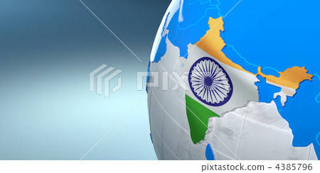 Map of the India on Earth in the national colors Map of the India on Earth in the national colors 4385796