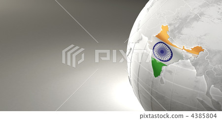 Map of the India on Earth in the national colors 4385804