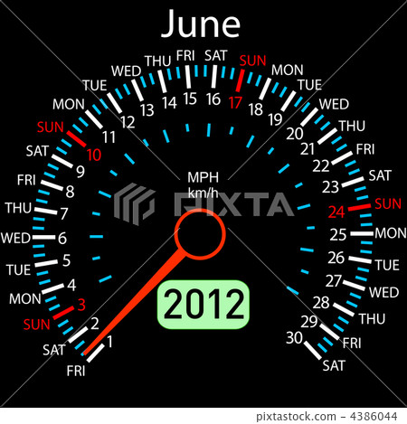 2012 year ñalendar speedometer car in vector. June. 2012 year ñalendar speedometer car in vector. June. 4386044