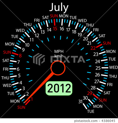 2012 year ñalendar speedometer car in vector. July. 2012 year ñalendar speedometer car in vector. July. 4386045