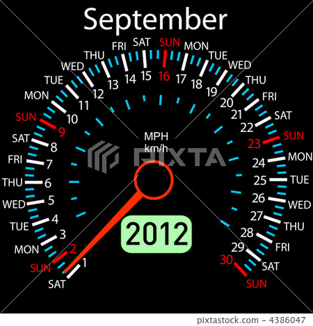 2012 year ñalendar speedometer car in vector. September. 4386047