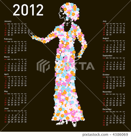2012 calendar with woman spring 4386069