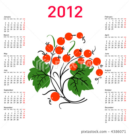 Stylish calendar with flowers for 2012. Week starts on Monday. Stylish calendar with flowers for 2012. Week starts on Monday. 4386071