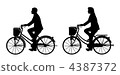 Silhouette illustration of men and women riding a bicycle 4387372