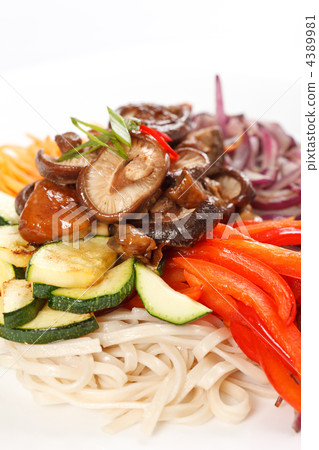 meat with vegetables and noodles meat with vegetables and noodles 4389981